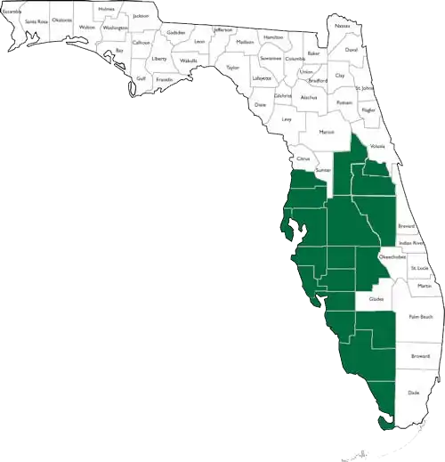 Southern Florida service area highlighted on a map infographic