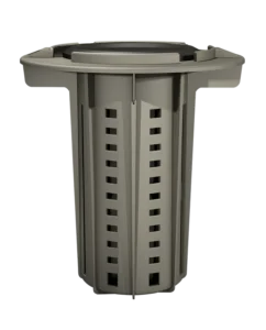 A 3D model studio shot of a grey Sentricon termite bait station cylinder against a white background.