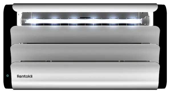Closeup of the Lumina Standard Fly Control device against a white background.