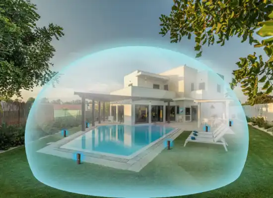 Visualization of the pest protection bubble offered by an outdoor Thermacell Device.
